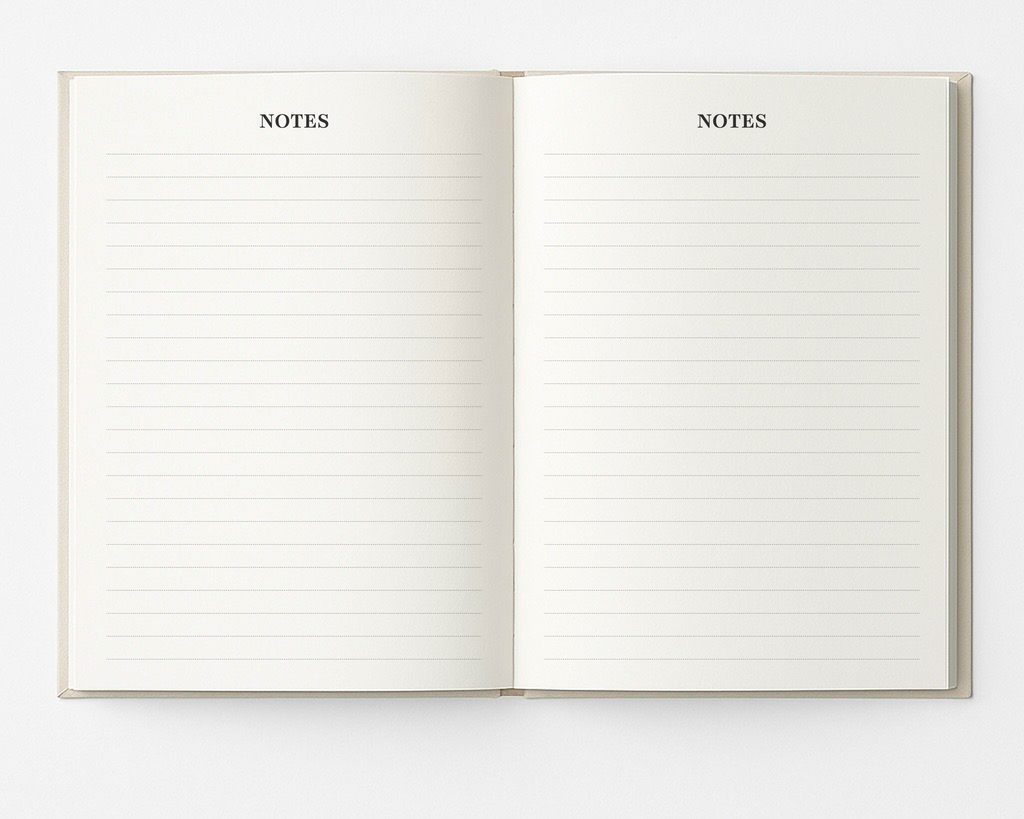 Open My Way Journal showing two lined notes pages in the minimalist undated planner and reflection journal.